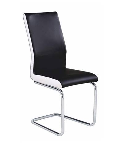 Jedálenská stolička ekokoža čierna biela/chróm NEANA R1 rozbalený tovar