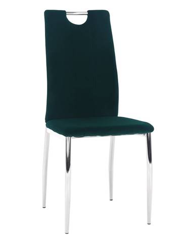 Jedálenská stolička smaragdová Velvet látka/chróm OLIVA NEW P1 poškodený tovar